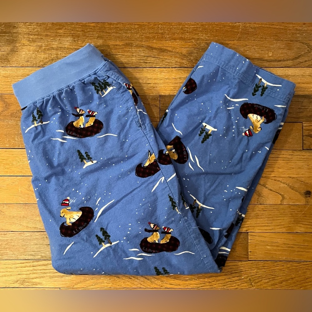 L.L. Bean Dogs 100% Cotton Pajama Pants Flannel Maine Golden Retriever